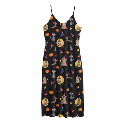 Animal Wizard Pattern Print Jersey Midi Cami Dress