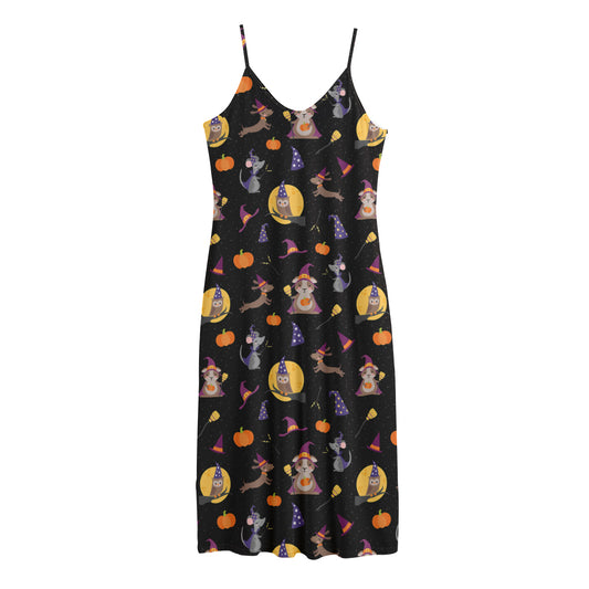 Animal Wizard Pattern Print Jersey Midi Cami Dress