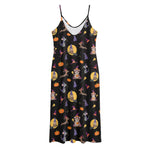 Animal Wizard Pattern Print Jersey Midi Cami Dress