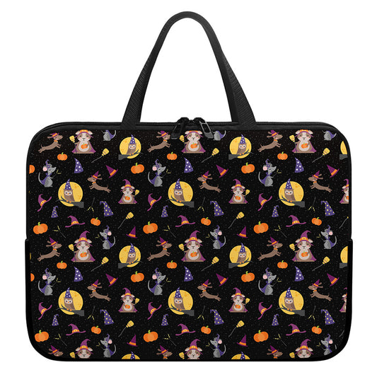 Animal Wizard Pattern Print Laptop Sleeve With Handle