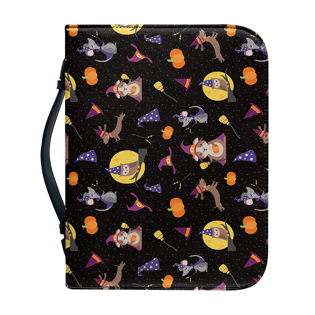 Animal Wizard Pattern Print Leather Bible Cover