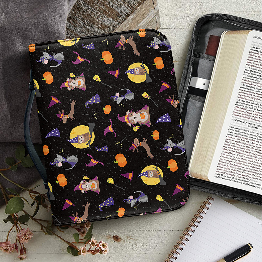 Animal Wizard Pattern Print Leather Bible Cover