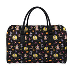 Animal Wizard Pattern Print Leather Duffle Bag
