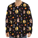 Animal Wizard Pattern Print Long Sleeve Baseball Jersey