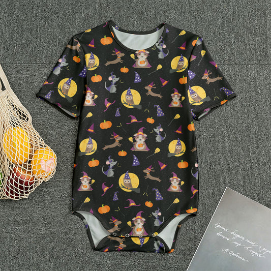 Animal Wizard Pattern Print Men's Bodysuit