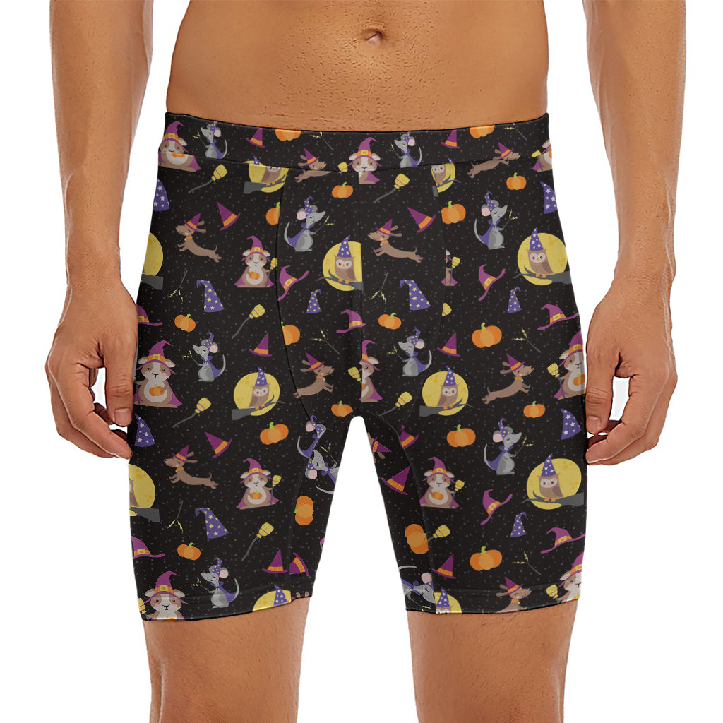 Animal Wizard Pattern Print Men's Long Boxer Briefs