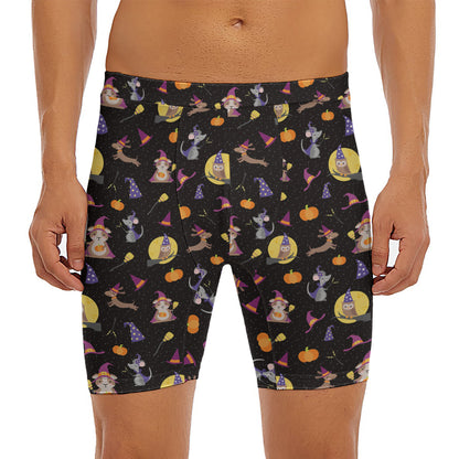 Animal Wizard Pattern Print Men's Long Boxer Briefs