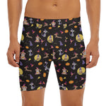 Animal Wizard Pattern Print Men's Long Boxer Briefs