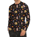 Animal Wizard Pattern Print Men's Long Sleeve Rash Guard