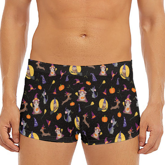 Animal Wizard Pattern Print Men's Short Boxer Briefs