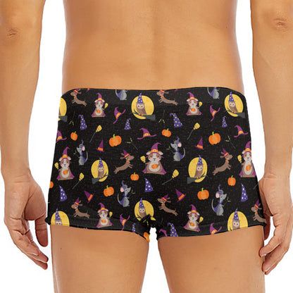 Animal Wizard Pattern Print Men's Short Boxer Briefs