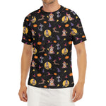 Animal Wizard Pattern Print Men's Short Sleeve Rash Guard