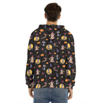 Animal Wizard Pattern Print Men's Velvet Pullover Hoodie