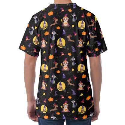 Animal Wizard Pattern Print Men's Velvet T-Shirt