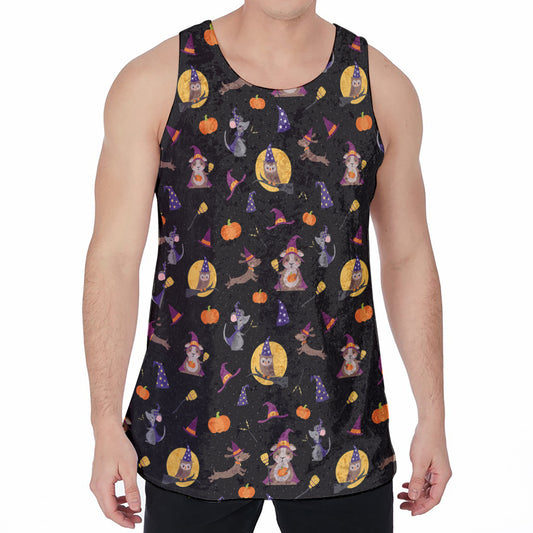 Animal Wizard Pattern Print Men's Velvet Tank Top