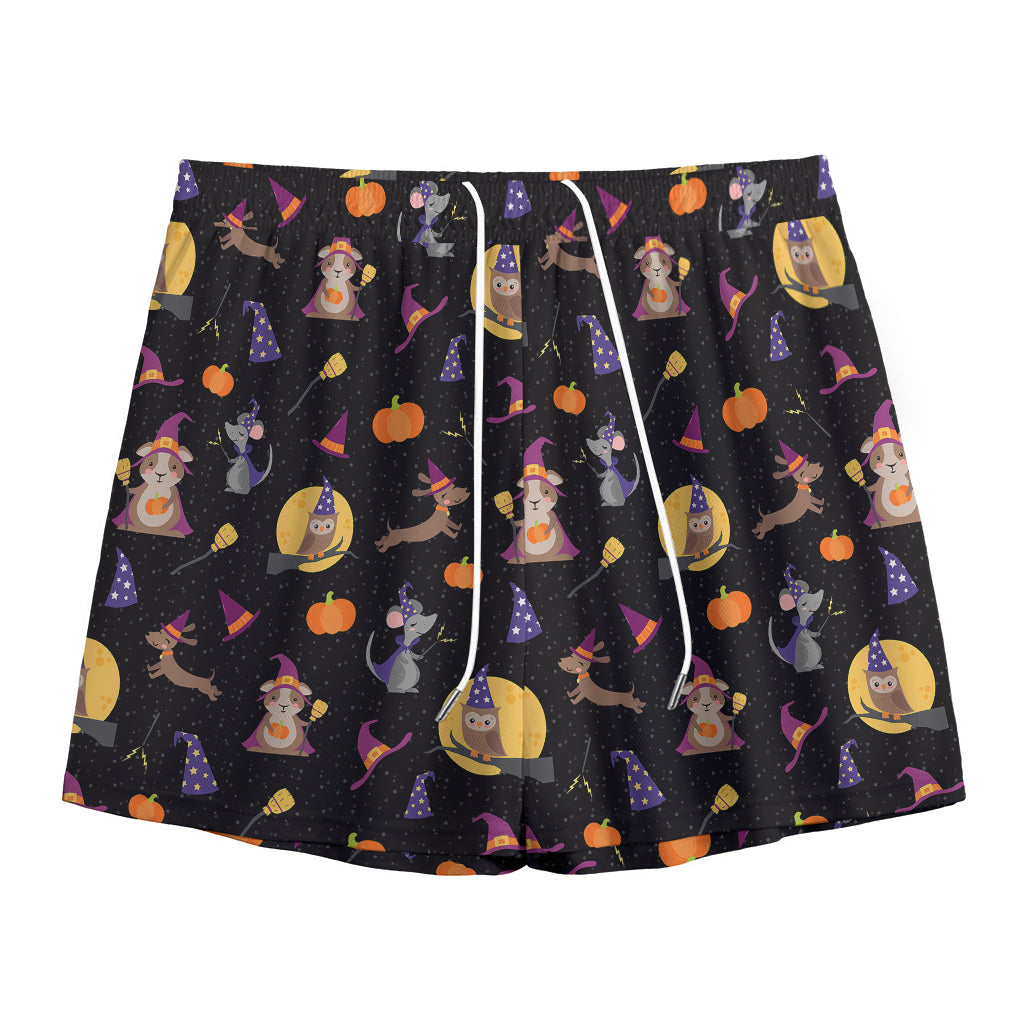 Animal Wizard Pattern Print Mesh Shorts