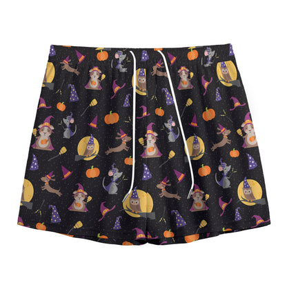 Animal Wizard Pattern Print Mesh Shorts