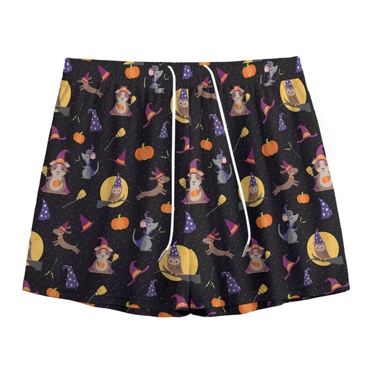 Animal Wizard Pattern Print Mesh Shorts