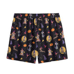 Animal Wizard Pattern Print Mesh Shorts