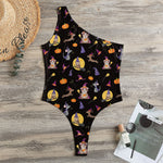 Animal Wizard Pattern Print One Shoulder Bodysuit
