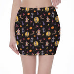 Animal Wizard Pattern Print Pencil Mini Skirt