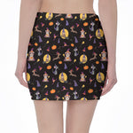 Animal Wizard Pattern Print Pencil Mini Skirt