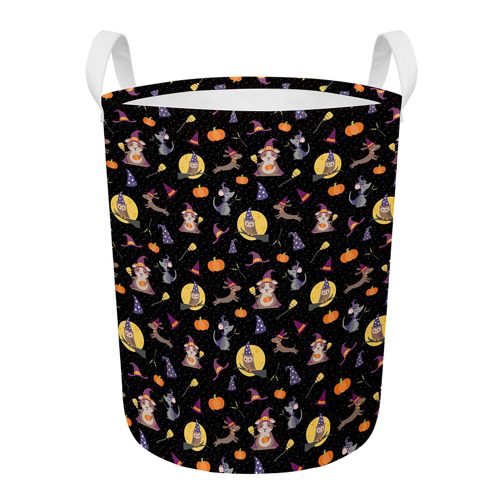 Animal Wizard Pattern Print Round Laundry Basket