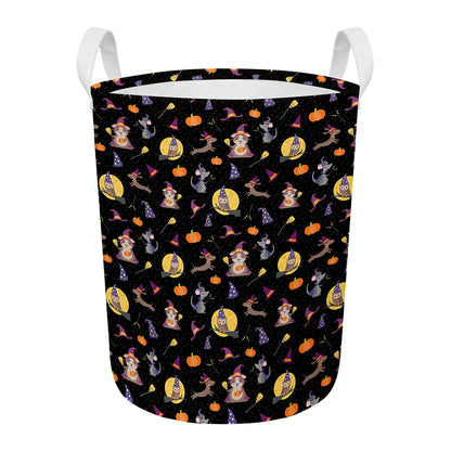 Animal Wizard Pattern Print Round Laundry Basket