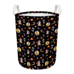 Animal Wizard Pattern Print Round Laundry Basket