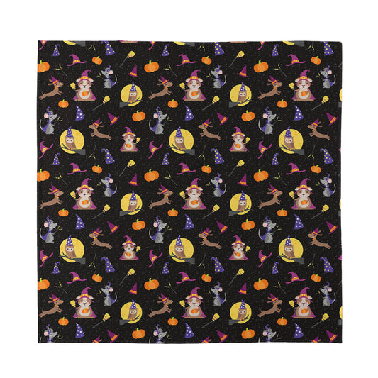 Animal Wizard Pattern Print Silk Bandana