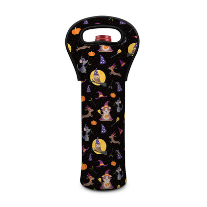 Animal Wizard Pattern Print Single Neoprene Wine Tote