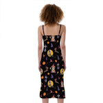 Animal Wizard Pattern Print Slim Fit Midi Cami Dress