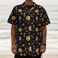 Animal Wizard Pattern Print Textured Short Sleeve Shirt