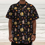 Animal Wizard Pattern Print Textured Short Sleeve Shirt