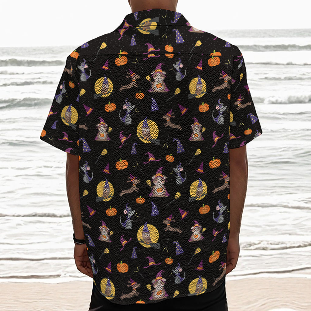 Animal Wizard Pattern Print Textured Short Sleeve Shirt