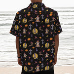 Animal Wizard Pattern Print Textured Short Sleeve Shirt