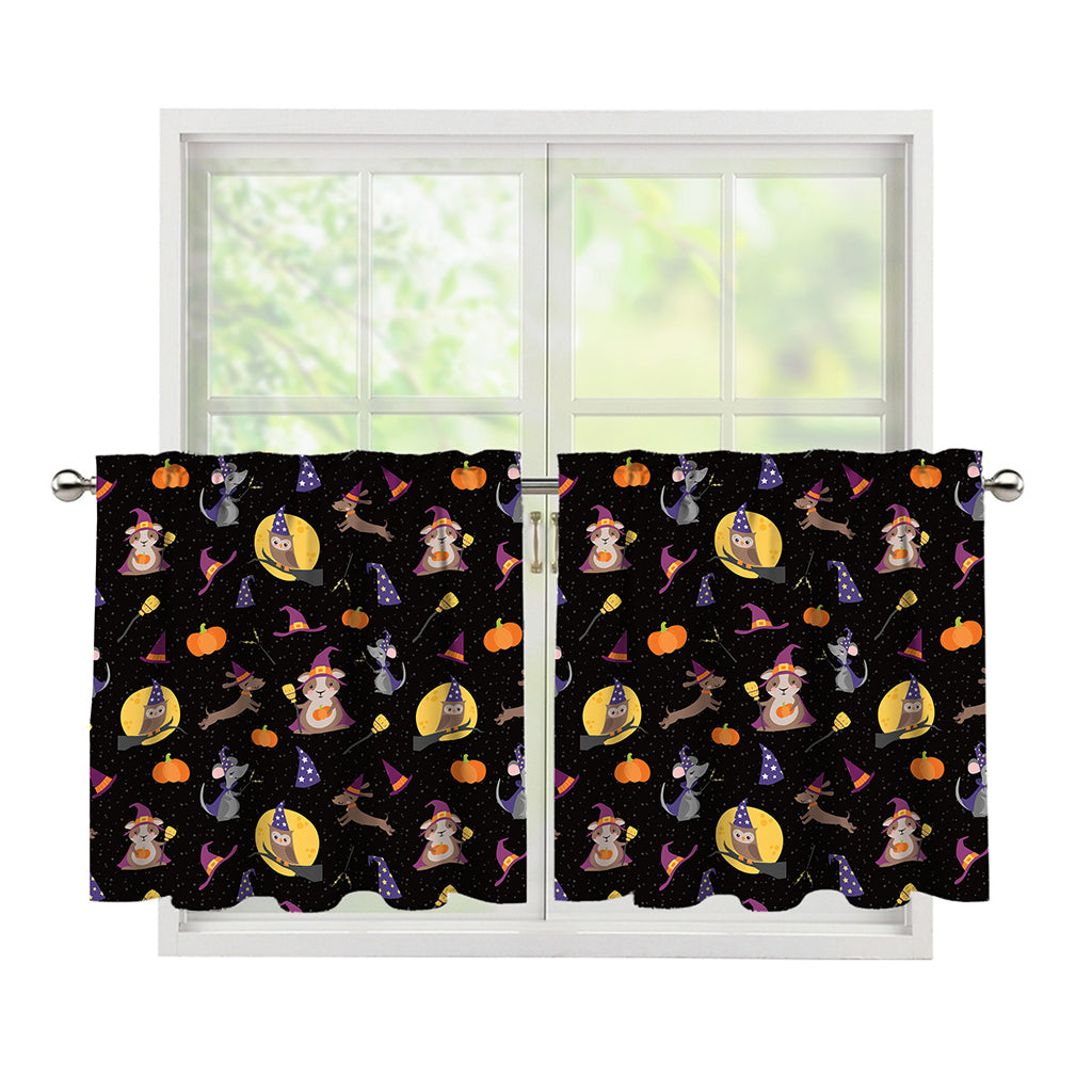 Animal Wizard Pattern Print Tier Curtains