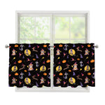 Animal Wizard Pattern Print Tier Curtains
