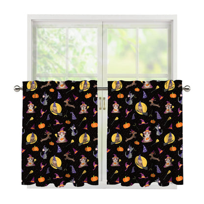 Animal Wizard Pattern Print Tier Curtains
