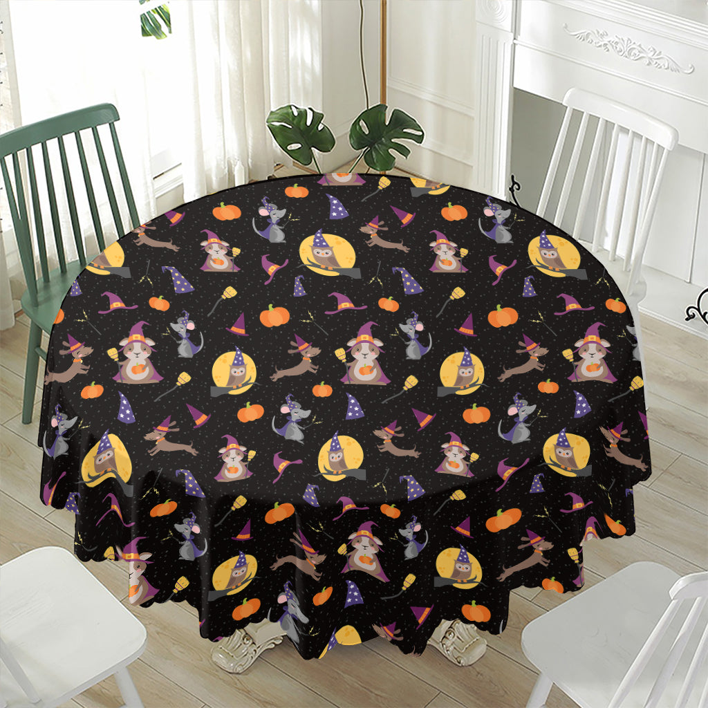 Animal Wizard Pattern Print Waterproof Round Tablecloth