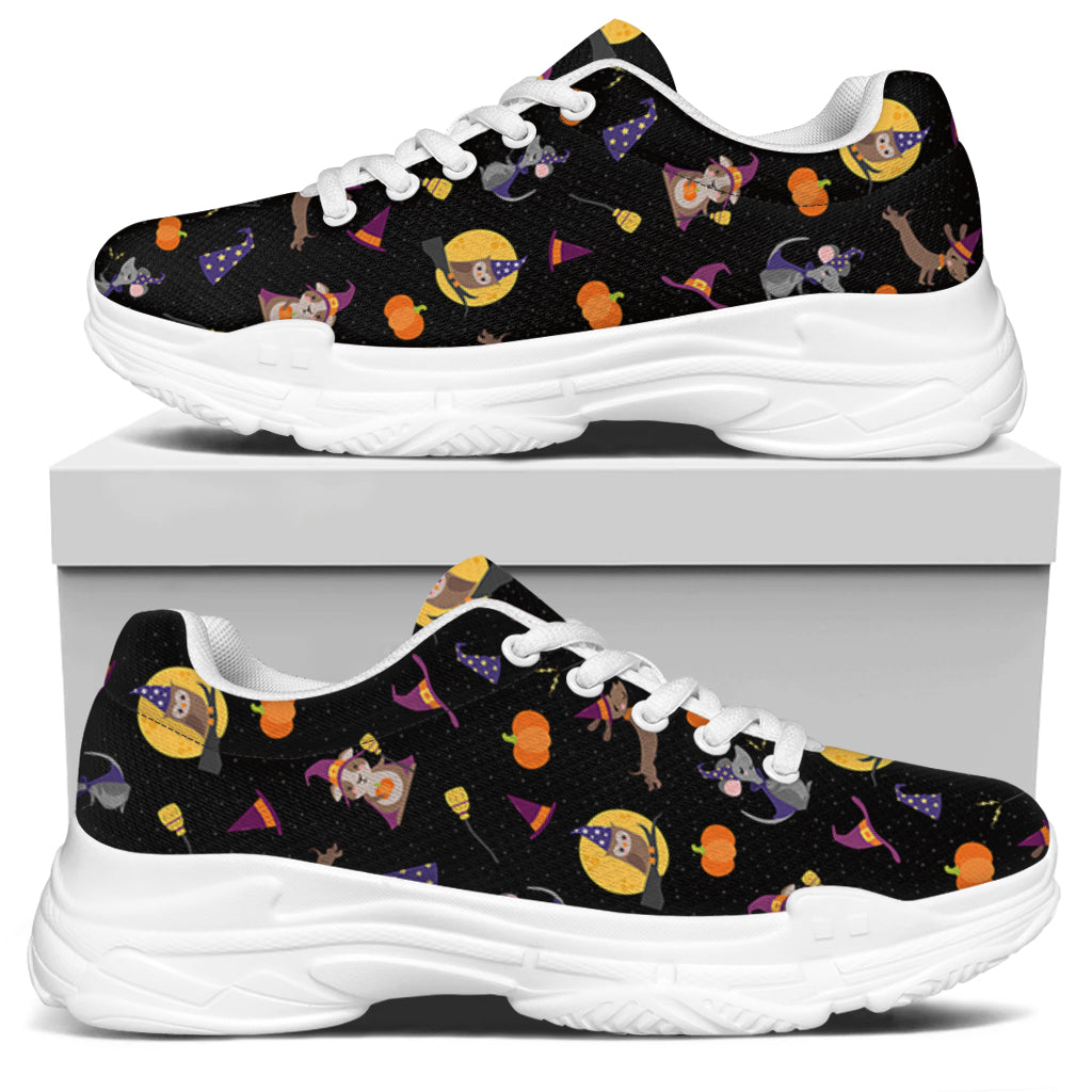Animal Wizard Pattern Print White Chunky Shoes