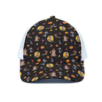 Animal Wizard Pattern Print White Mesh Trucker Cap