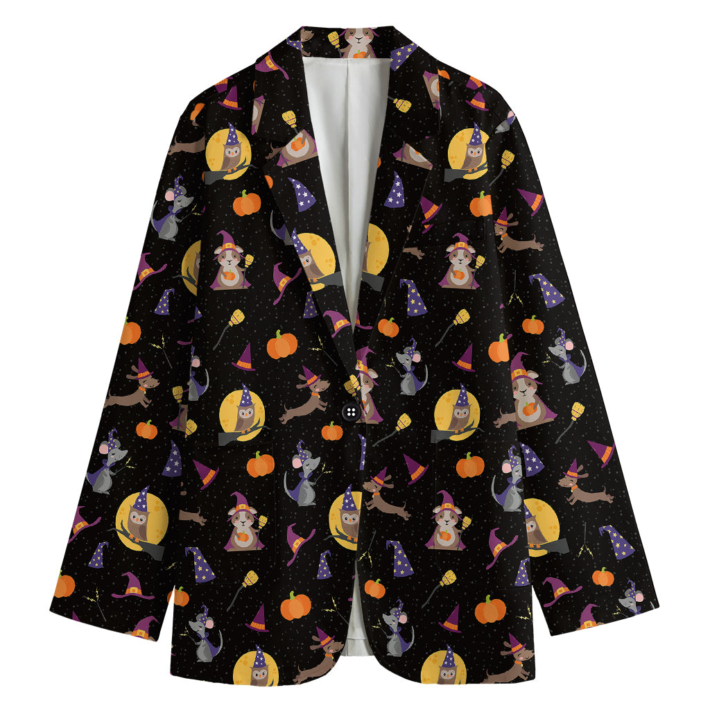 Animal Wizard Pattern Print Women's Cotton Blazer