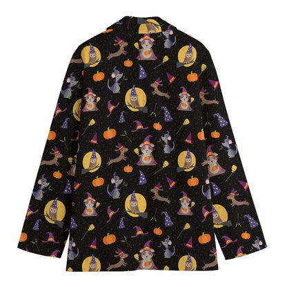 Animal Wizard Pattern Print Women's Cotton Blazer