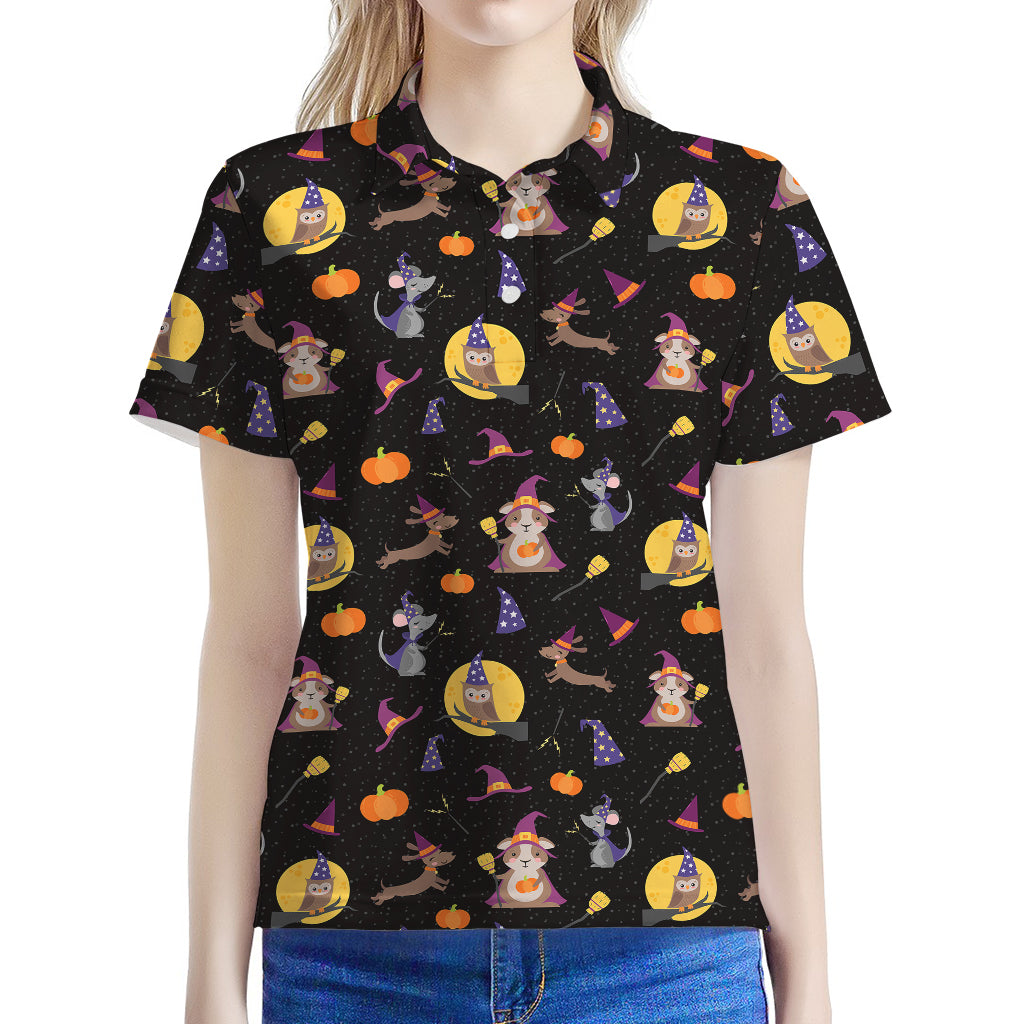 Animal Wizard Pattern Print Women's Polo Shirt