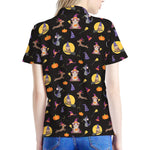 Animal Wizard Pattern Print Women's Polo Shirt