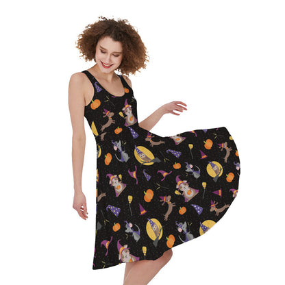 Animal Wizard Pattern Print Women's Sleeveless Dress