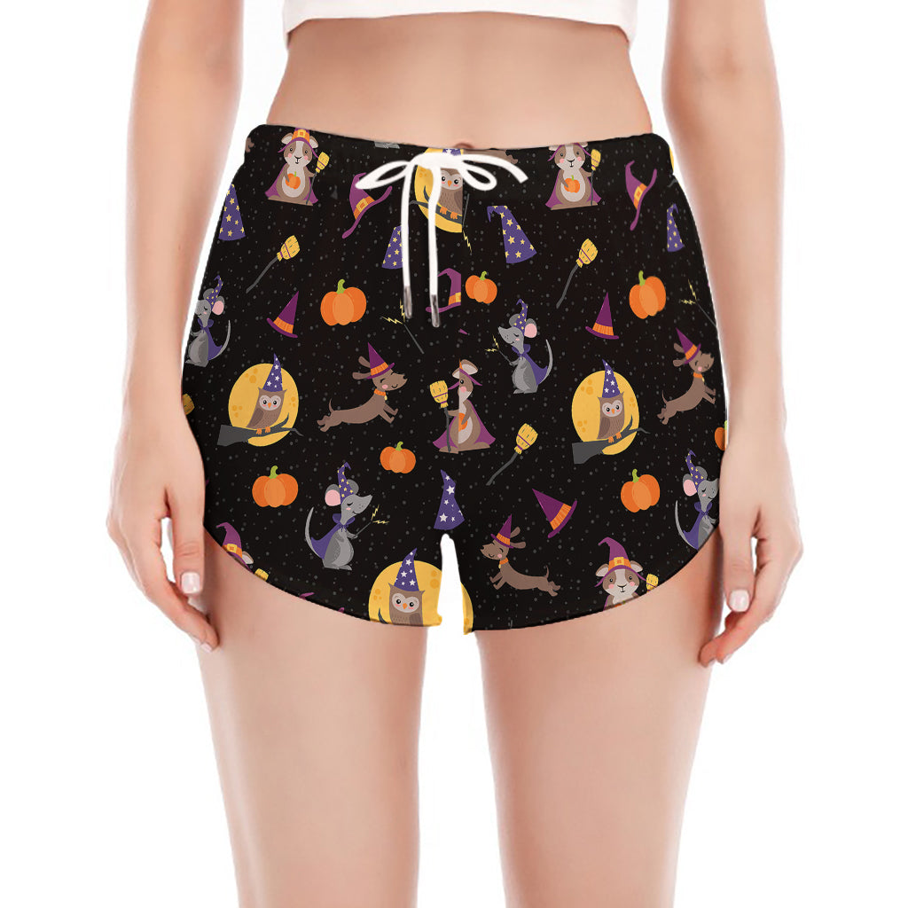 Animal Wizard Pattern Print Women's Split Running Shorts