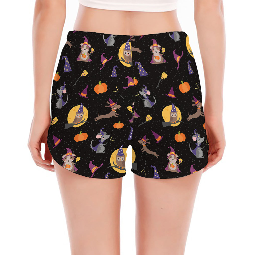 Animal Wizard Pattern Print Women's Split Running Shorts
