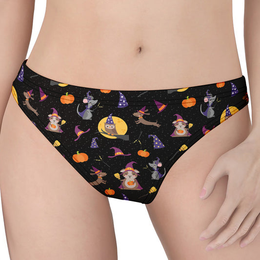 Animal Wizard Pattern Print Women's Thong